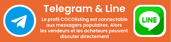 Le profil COCOlisting est connectable aux messagers populaires. Alors  les vendeurs et les acheteurs peuvent  discuter directement